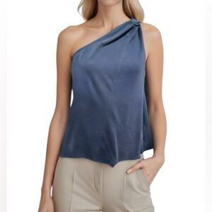 Unsubscribed Blue One Shoulder Tank Top Size Small NEW With Tags MSRP 68.00